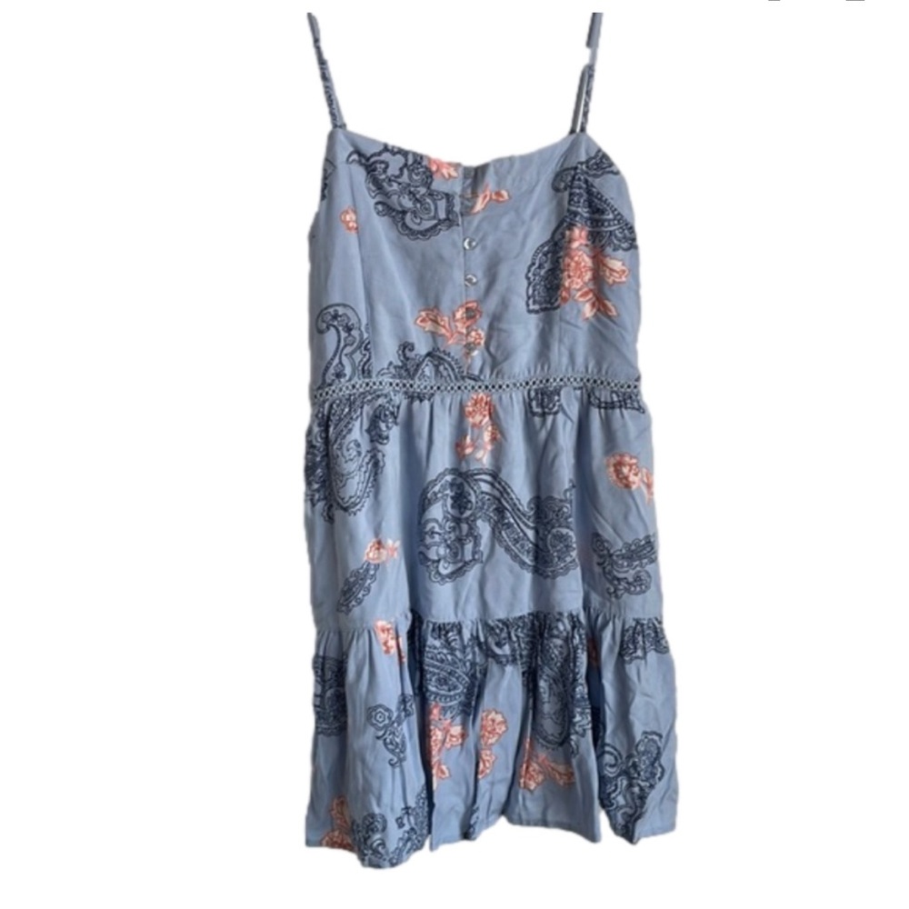 Love tree Blue and Pink Patterned button mini dress women’s Size Medium
